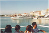 Vanaf de boot bij het verlaten van Zakynthos stad